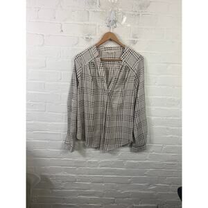 41 Hawthorn Women's Fix Pop Over Blouse Houndstooth Plaid Black/White Size XL